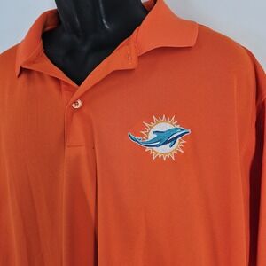 Miami Dolphins Men's Orange Polo Shirt Size XL Logo By Antigua Football Florida